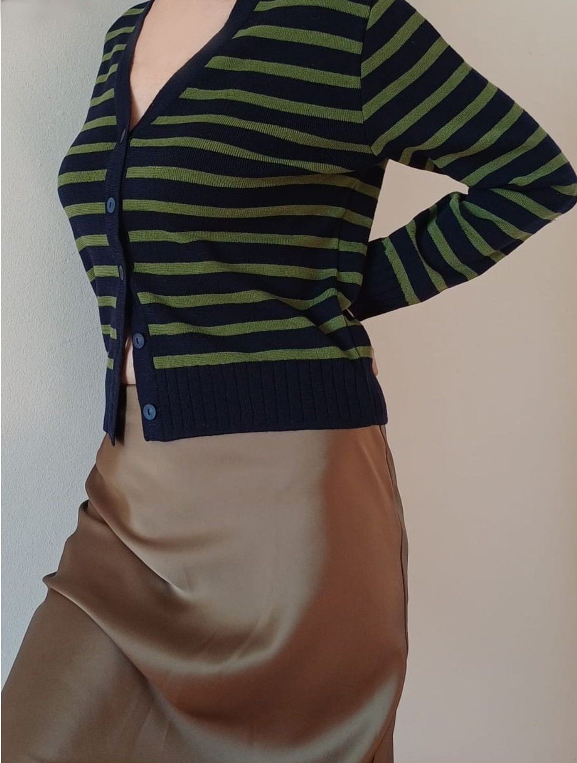 Jachetă navy/green olive din lână cu nasturi